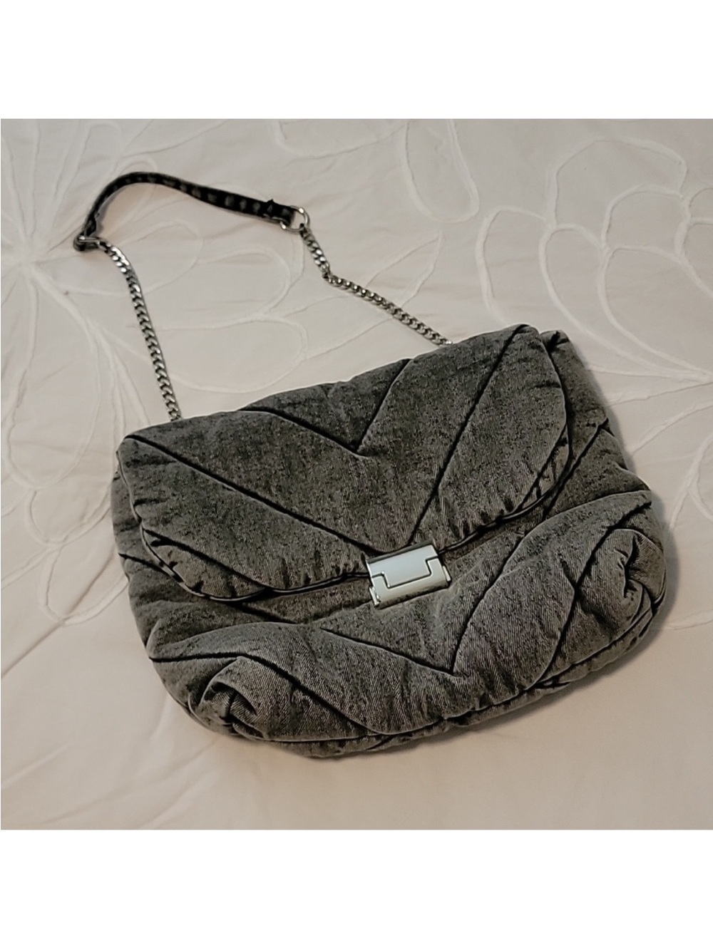 Zara quilted denim shoulder bag